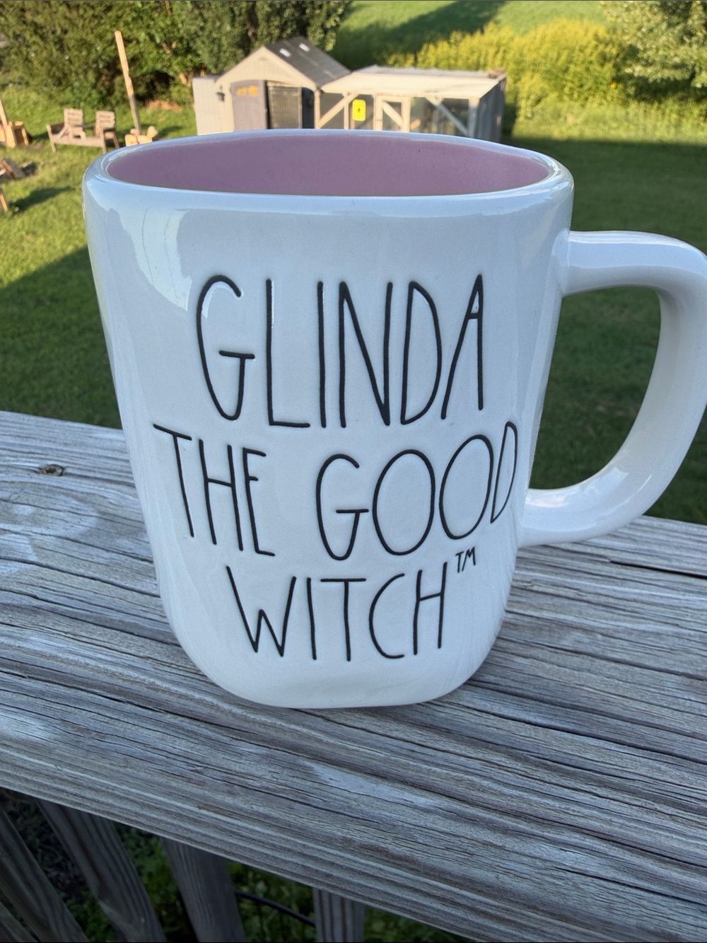 Rae Dunn Wizard of Oz Glinda The Good Witch Pink-Accent Ceramic Mug